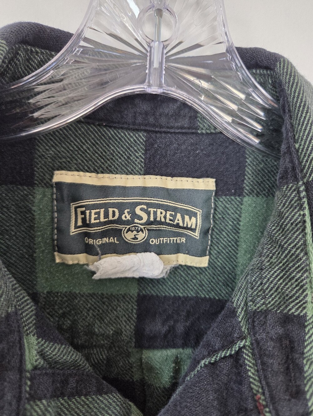 Field & Stream Plaid Flannel Button Up Shirt Men's XL Green Navy Oversized Cabin - Picture 6 of 11